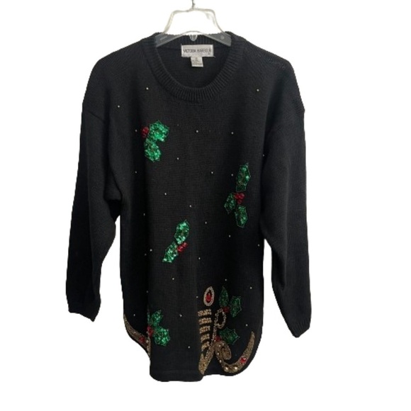 Women’s Victoria Harbour Vintage 90’s Black Christmas Sweater Size Medium! - Picture 5 of 5